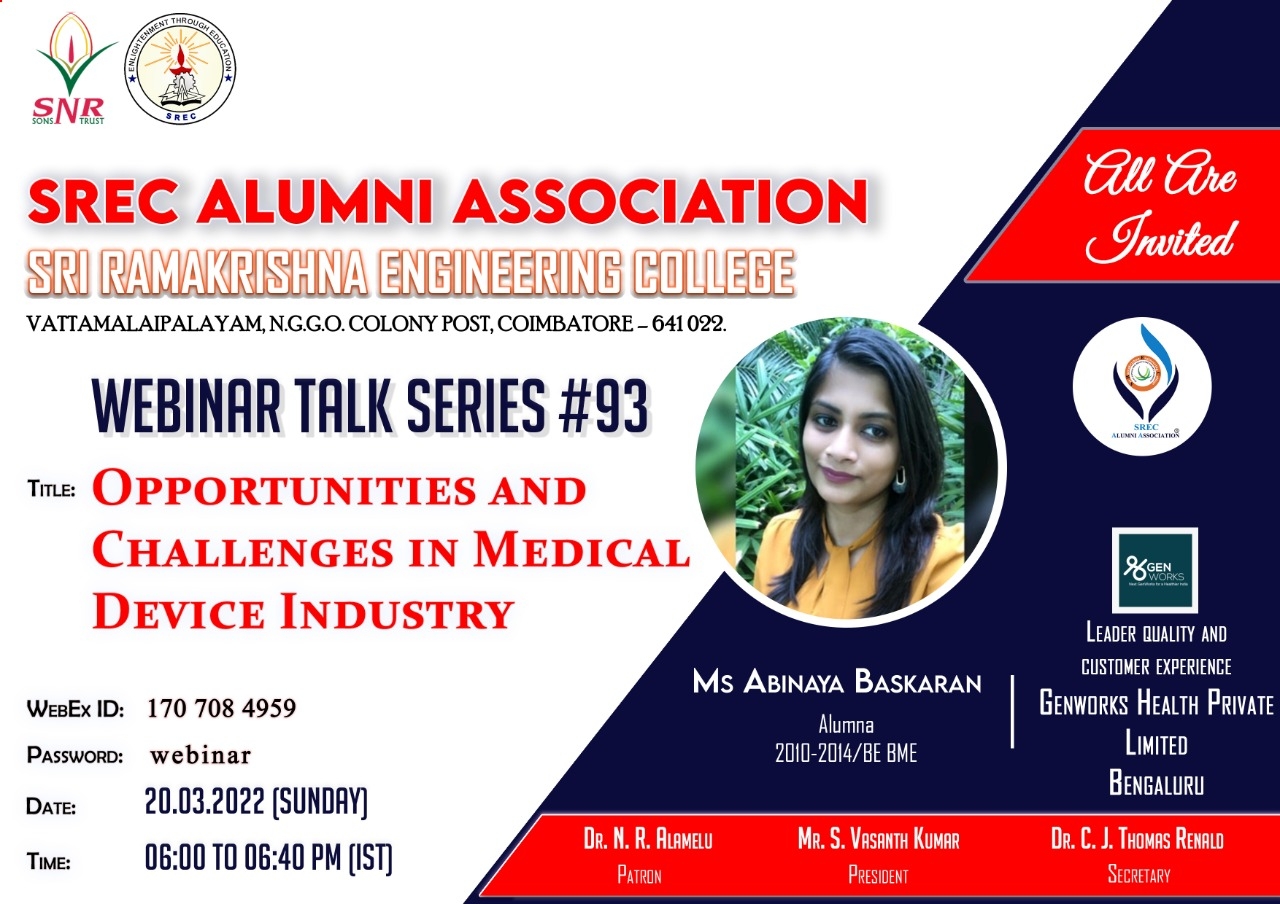 Webinar Talk Series # 93 titled “Opportunities and challenges in medical device industry”