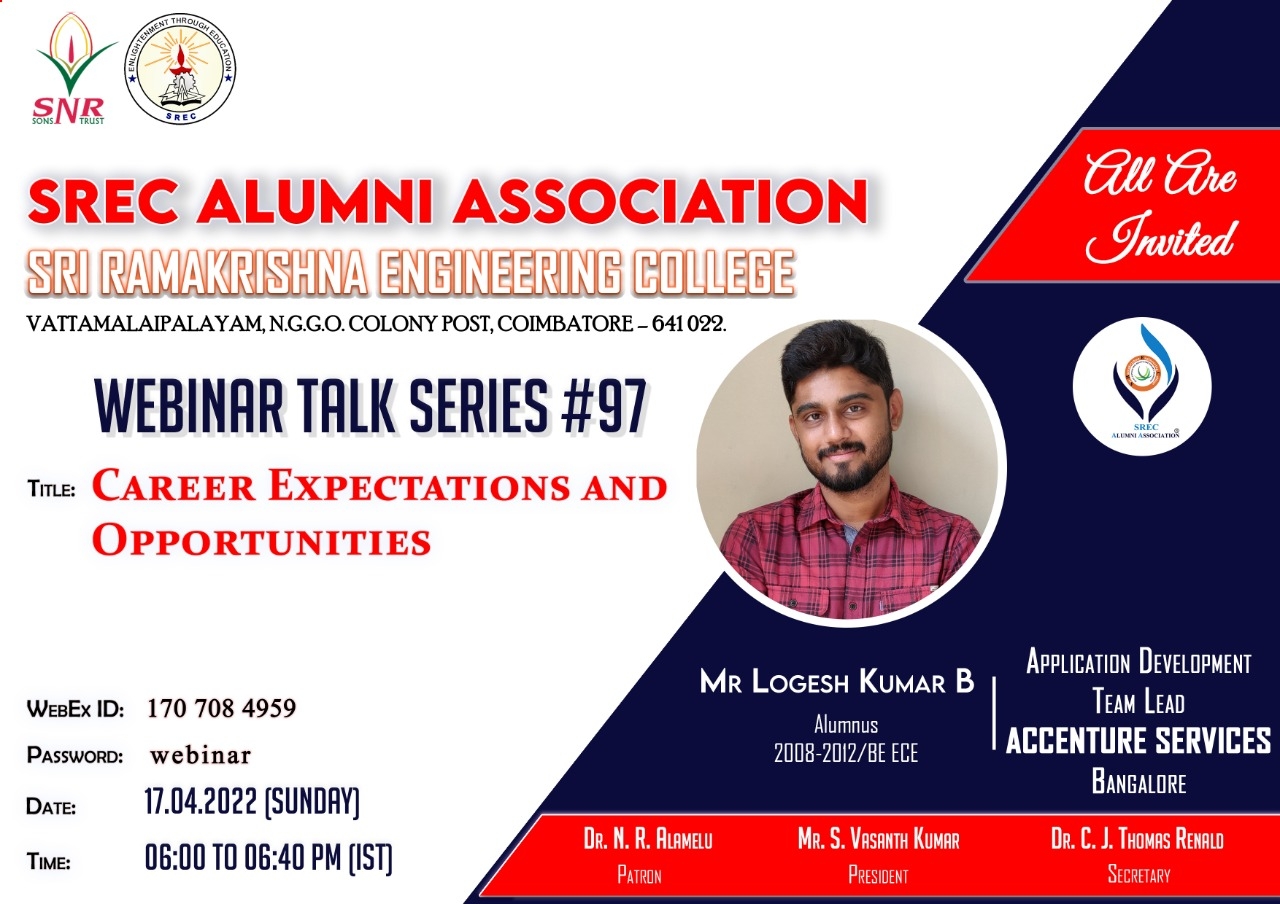 Webinar Talk Series # 97 titled “Career Expectations and Opportunities”