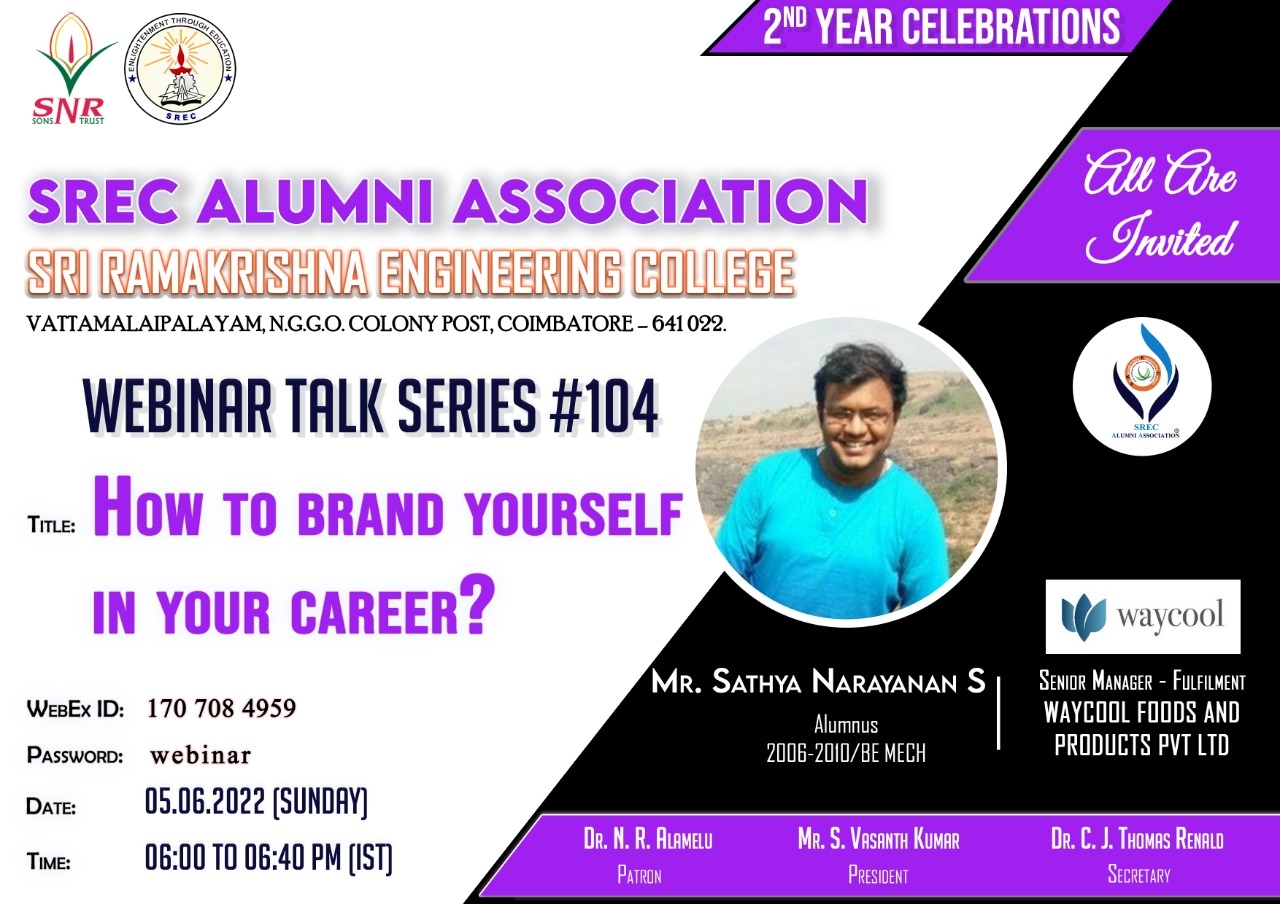 Webinar Talk Series # 104 titled “How to brand yourself in your career?”