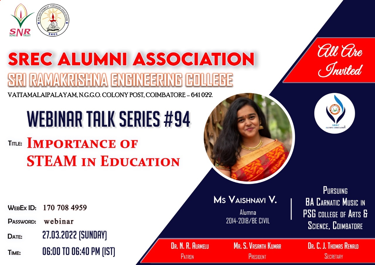 Webinar Talk Series # 94 titled “Importance of STEAM in Education”